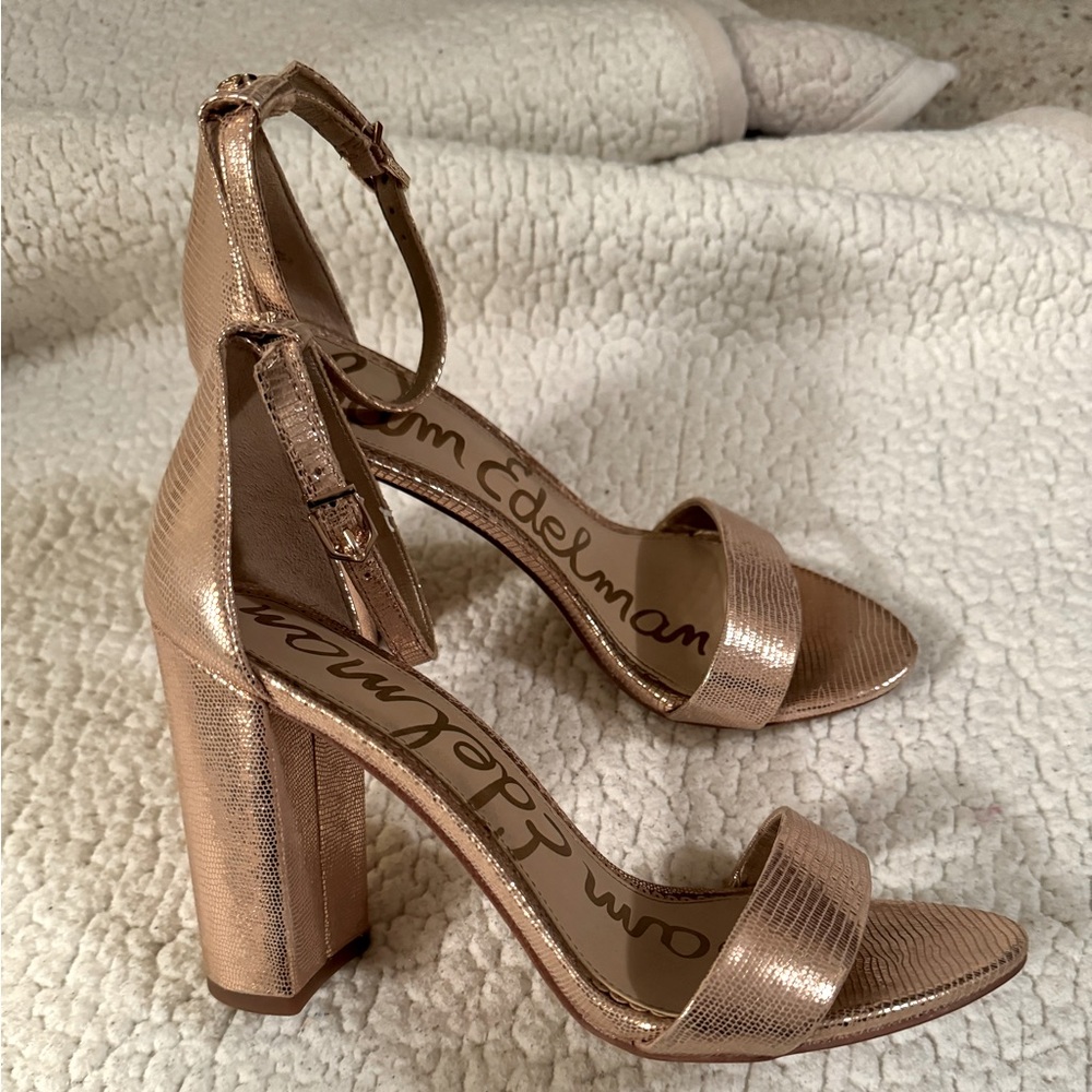 Sam Edelman Yara Block Heel Sandal Size 8.5 Rose Gold
